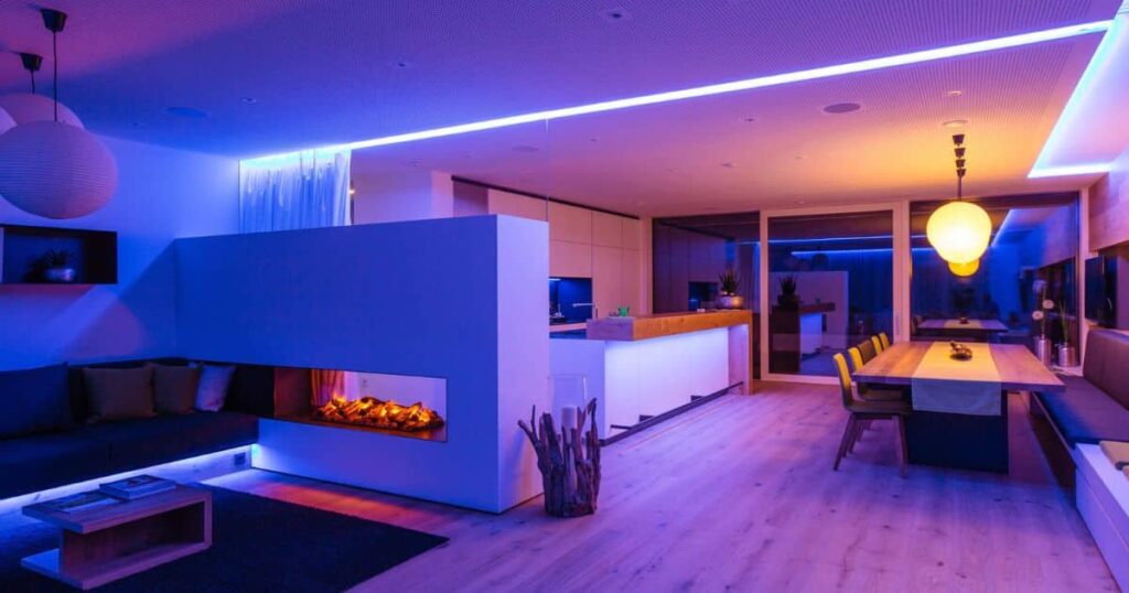 Neon Oasis: Bold Colors and LED Strip Lighting